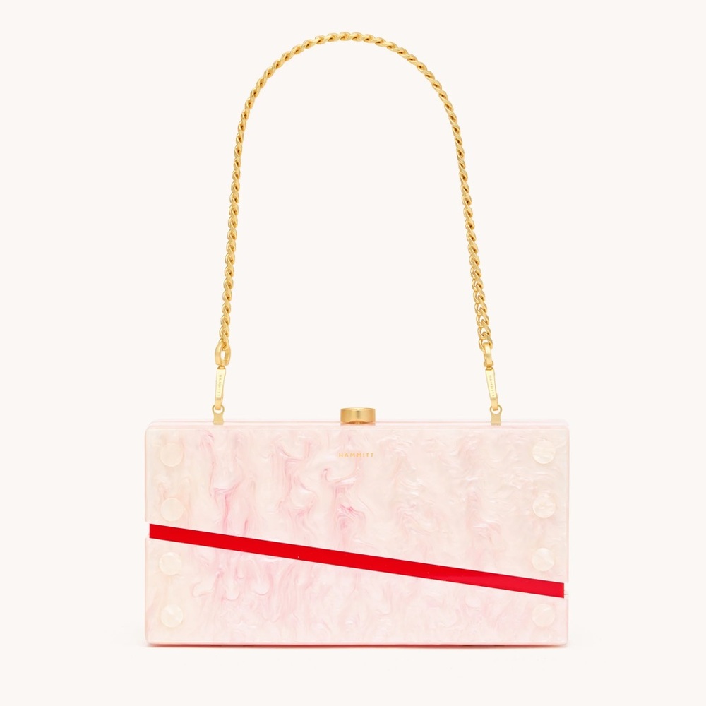 NWT Hammitt Soiree Acrylic Clutch in Blush Pink, Red and Gold